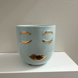 Elegant Gold and Blue Face Planter